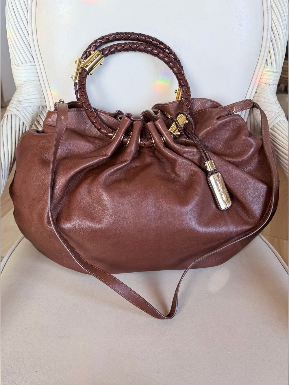 MICHAEL KORS Skorpios Bag! Like New. Cognac. Large. Made in Italy. - Picture 5 of 12
